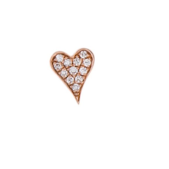 SHY CREATION 14K ROSE GOLD DIAMOND HEART STUD EARRINGS - Picture 3 of 4